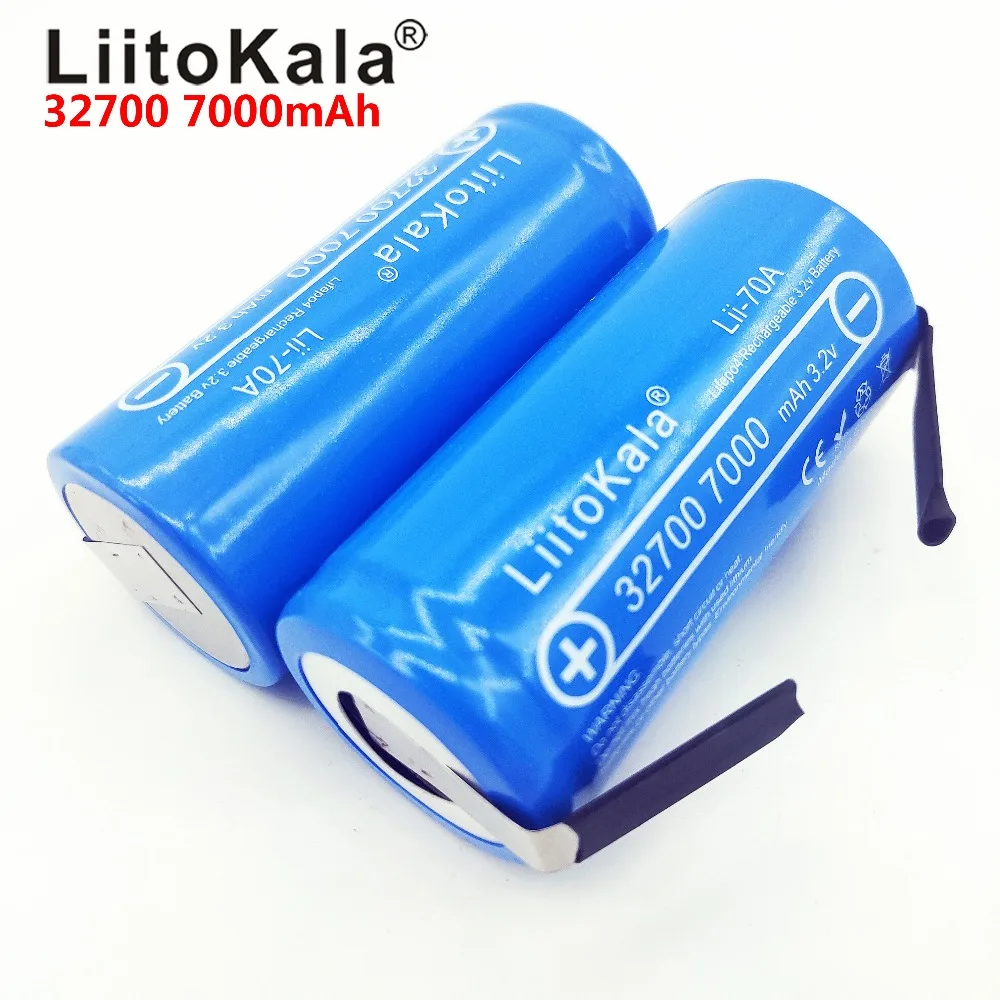 LiitoKala 32700 lifepo4 3 2 в 7000 мАч 33A 55A полоски для пайки на батарейках велосипедная