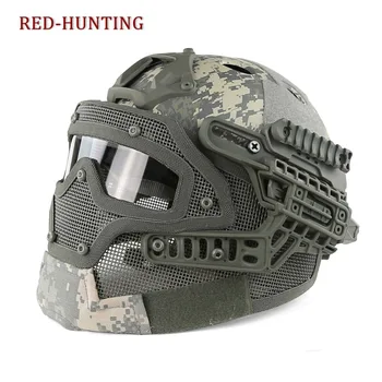 

US ACU G4 System Tactical PJ Military Helmet Fullface With Protective Goggle and Mesh Face Mask Airsoft Helmets for War Game