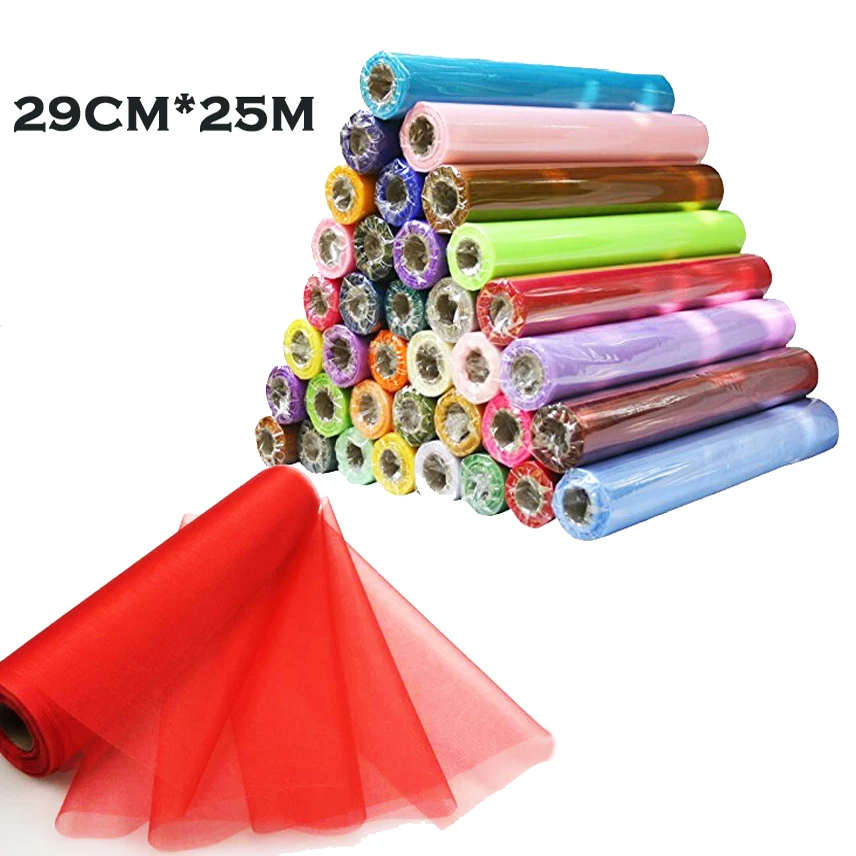 29CM X 25M Tulle Roll Organza Roll Red Blue Tulle Organza Fabric Decoration For DIY Girls Tutu Skirt Gift Wedding Party Decor