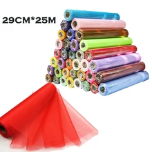 Rollo de tul de 29CM X 25 M, rollo de Organza, tul rojo azul, decoración de tela de Organza para DIY, falda de tutú para chicas, regalo, decoración del banquete de boda