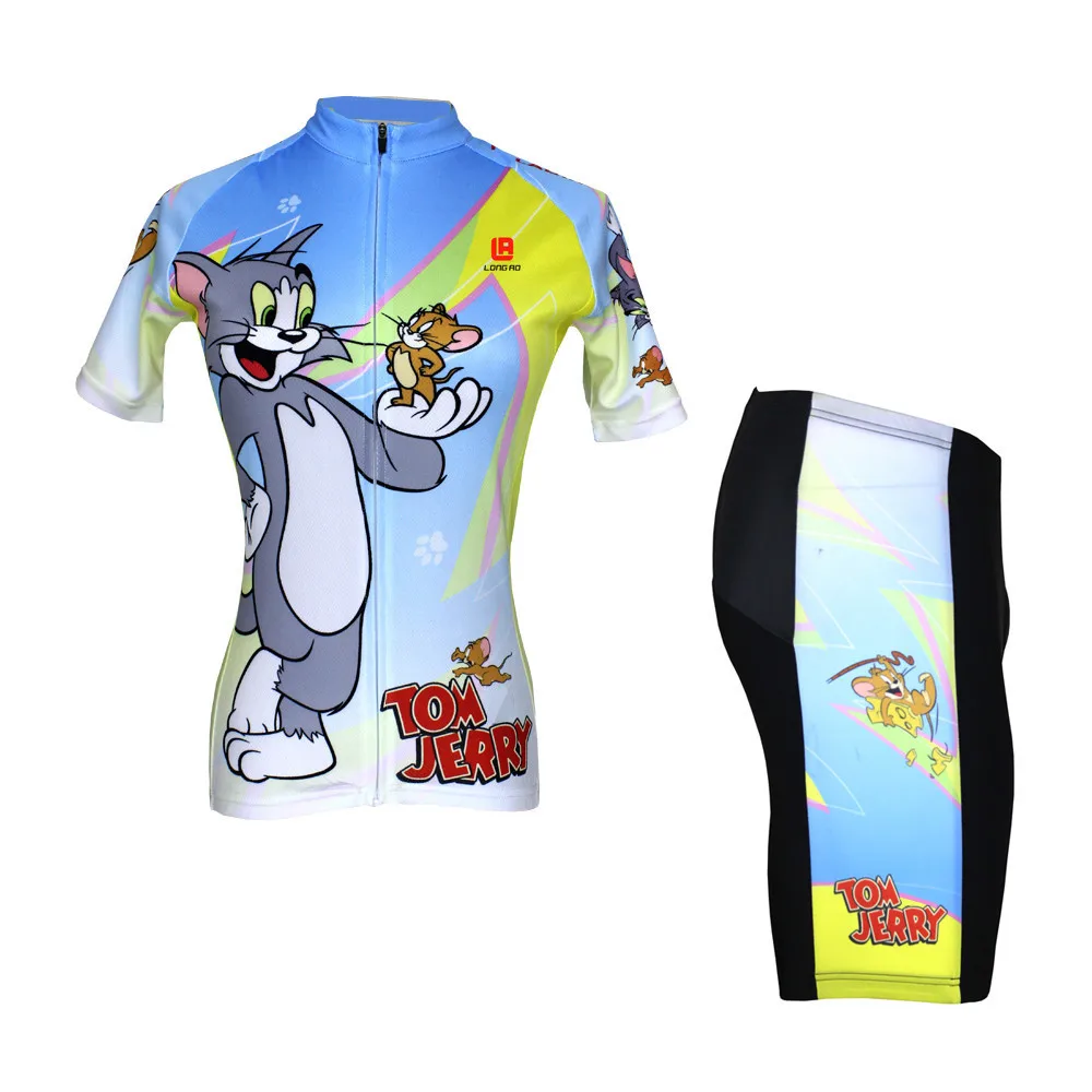

LONG AO Women short sleeve summer lovely tom and jerry USA team breathable cycling clothing Free Shipping