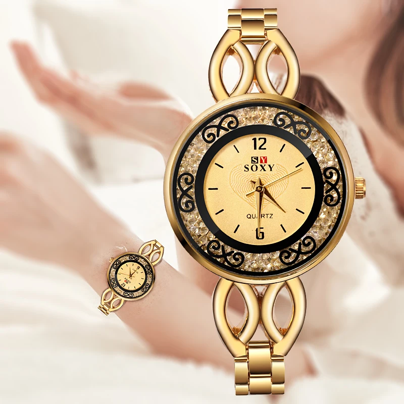 

2019 Elegant Gold Ladies Clock SOXY Luxury Women Watches Woman Fashion Female Quartz Wristwatch relogio feminino zegarek damski