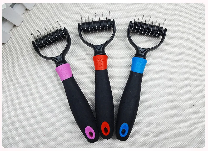 Rake02 Double Side Dog Brush Dematting Matbreaker Grooming Deshedding