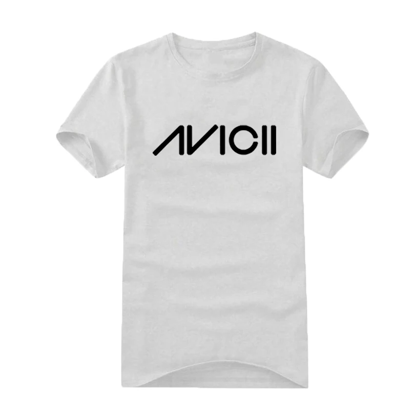 Мужская футболка с принтом AVICII черная и белая Повседневная хлопковая коротким