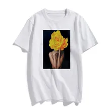 Модная футболка с коротким рукавом, Скандинавская мода, сексуальные желтые цветы, Harajuku, эстетический принт, хлопок, топ, футболки, повседневная футболка