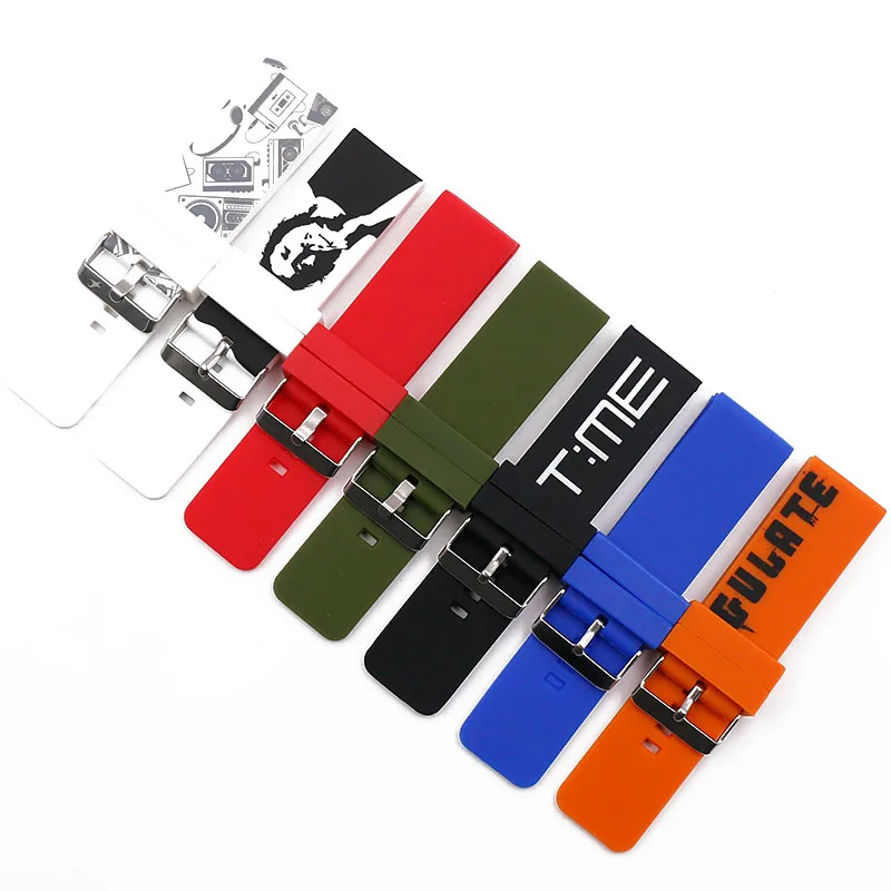 

Men watch Silicone strap men's 26mm pin buckle watch accessories for Panerai Garmin sports waterproof rubber strap watch band
