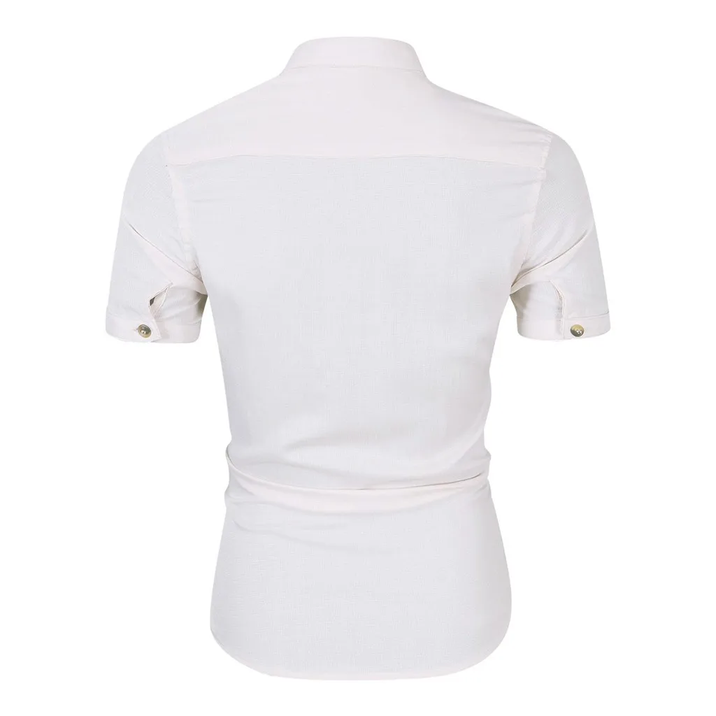 Хит продаж, мужские мешковатые рубашки хлопчатобумажные однотонные рубашки с короткими рукавами и пуговицами в стиле ретро, рубашки camisa