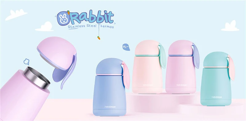 Rabbit Thermo Cup Stainless Steel kids Thermos bottle For water Thermo Mug Cute Thermal vacuum flask children Tumbler Thermocup