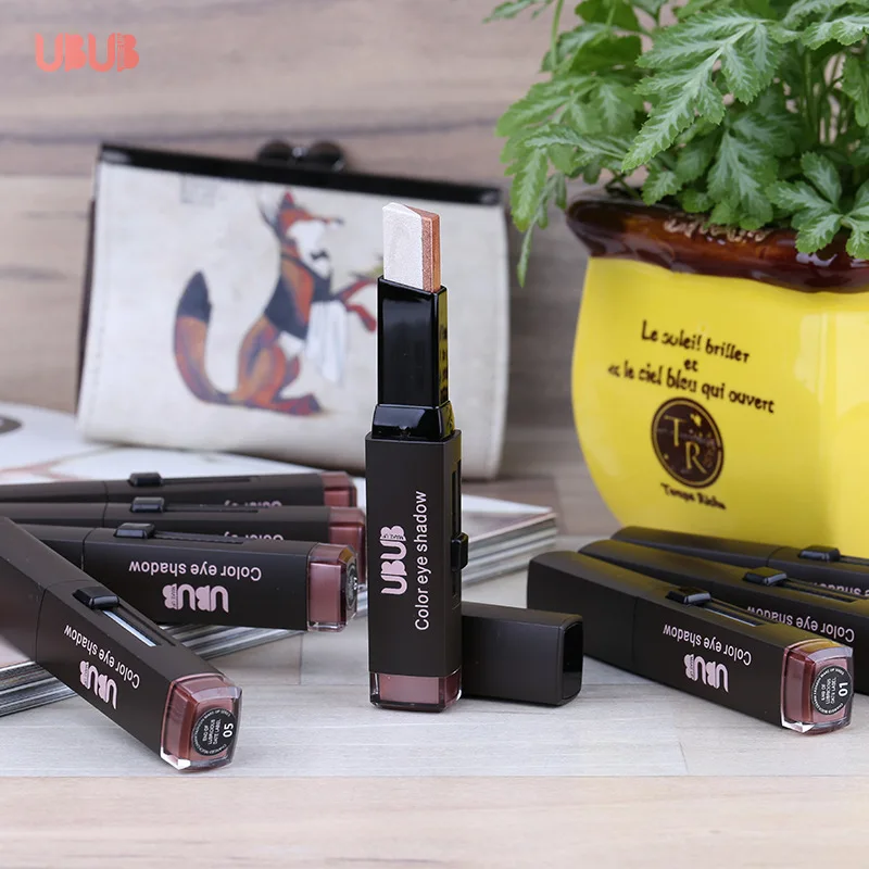 UBUB Eyes Makeup, двойной цвет, бархат, мерцающие тени для век, палочка, цвет земли, тени для век, кремовая ручка, брендовая палитра для макияжа, косметика