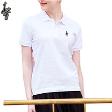 Женская летняя хлопковая Футболка-поло с коротким рукавом, с вышивкой в гольф, с павлином, Женская хлопковая рубашка-поло, Q11