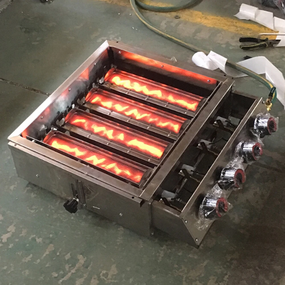 GZZT 4 Burners BBQ Grill LPG Gas Stainless Steel Barbecue For Outdoor Picnic Roasting With Glass Cover Kitchen Tool