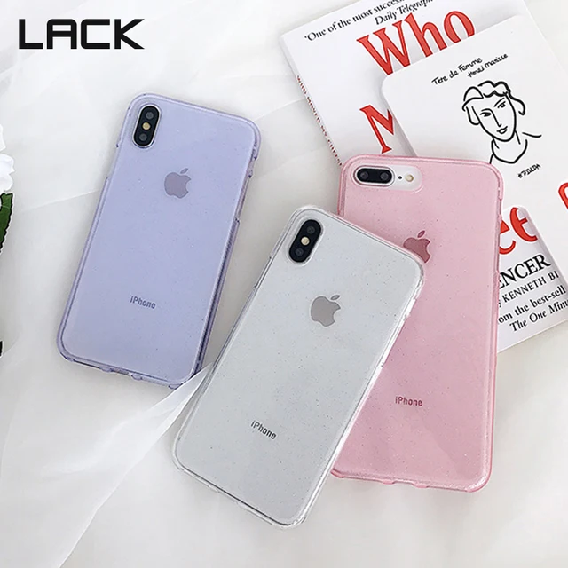 LACK Clear Bling Glitter Soft Phone Case For iPhone X Cases For iPhone 6 6S 7 8 Plus Fashion TPU Bling Powder Back Cover Fundas