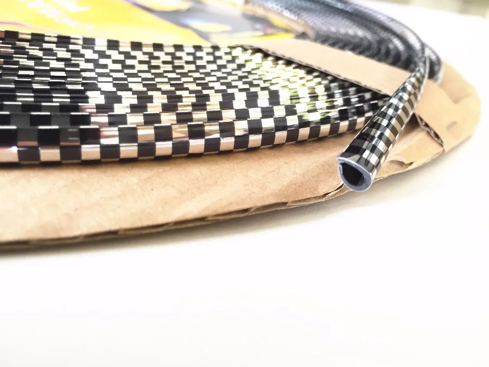 

8M Carbon Fiber Car Style "U" Shape Interior Grill Side Door Boot Molding Trim Grille Self Adhesive 6mm Decoration Strip