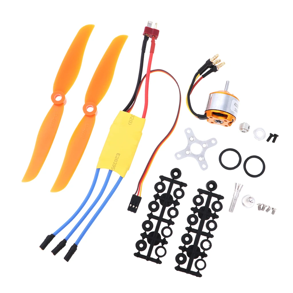 Brushless Power System 30A ESC + A2212 2200KV Motor + Propeller Props + Mount Kit for RC Helicopter / Airplane Parts