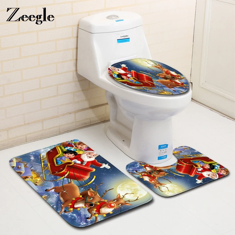 Zeegle Chirsmas коврик для ванной коврик для Ванной Душа коврик для комнаты коврики крышка для унитаза фланель памяти пенный ванный коврик