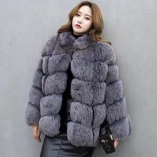Hot sale warm winter Overcoat fashion fox fur coat large size women's faux fur coat women