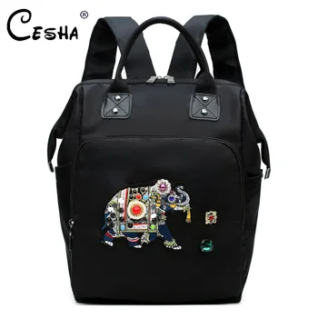 

Fashion Crystal Diamond Elephant Pattern Women Mommy Backpack High Quality Durable Oxford Backpack Large Capacity Women Backpack