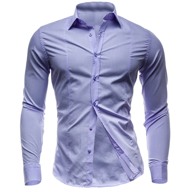 Men Shirts Red Mens Long Sleeve Shirt Casual Solid Color Shirts Slim