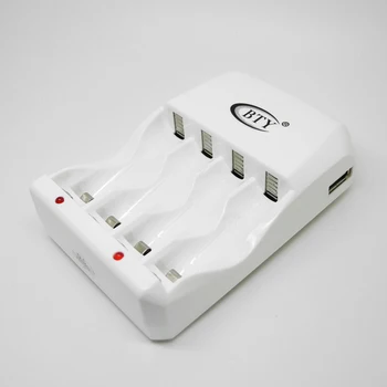 

High Quality 4 Ports BTY Batteria Charger For Rechargeable NiMH NiCd Battery AA AAA Batteries Charger US EU Plug Hot Search