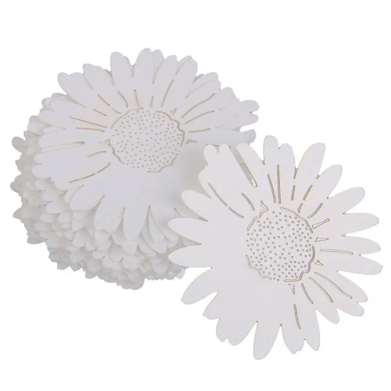 

50pcs/Set Daisy Flower Style Laser Cut Paper Place Card / Escort Card / Cup Card/ Wine Glass Card For Wedding Decoration Favor