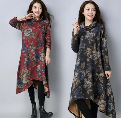

2018 Wool Blends Blanket Dress Women's Ladies Winter-Fall New Oversized Women's Ladies Plus Size Wool Blends Blanket Dress