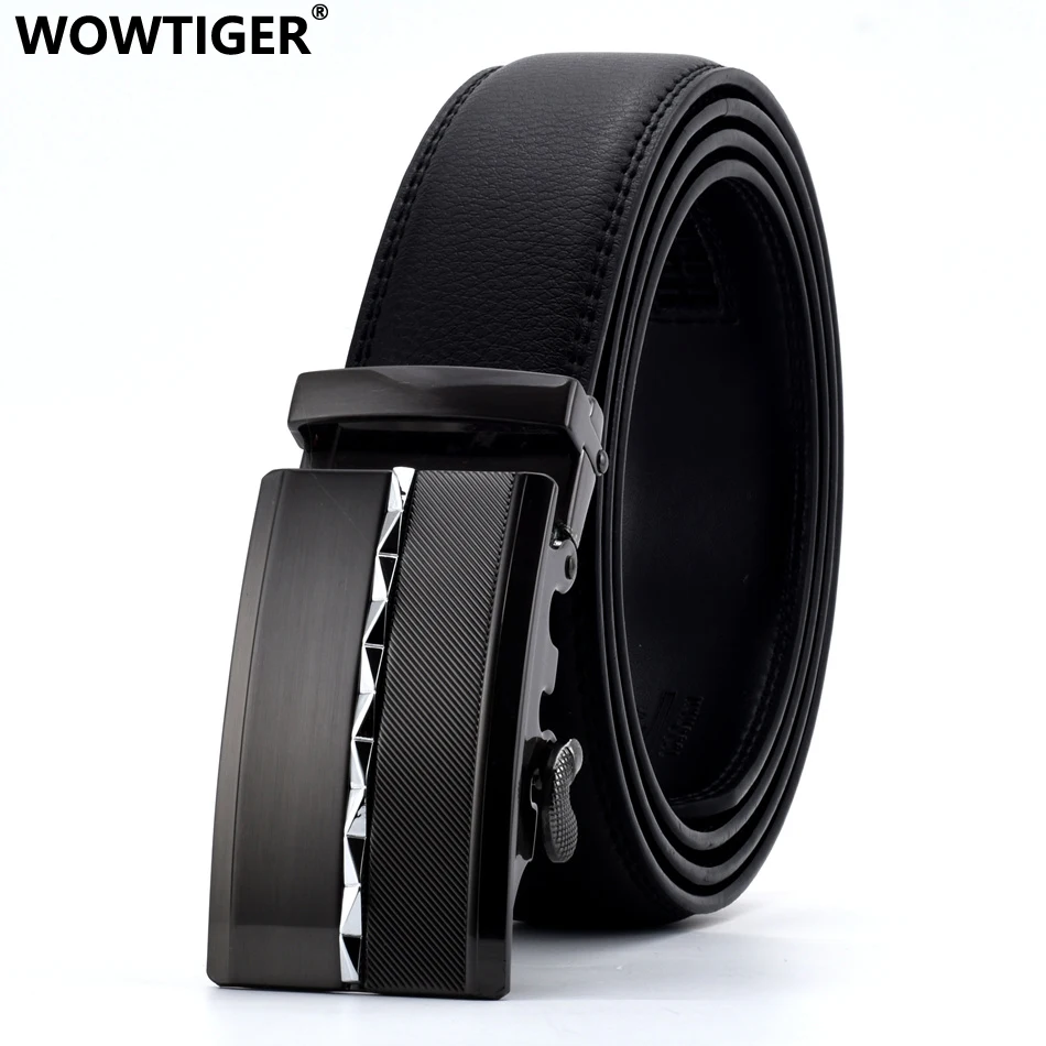 

WOWTIGER Black Man Belt Cow Leather Brand Fashion Automatic Buckle Genuine Luxury designer Belts for Men 35mm Width