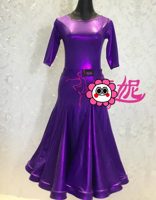 

customize girl juvenile kids ballroom dress ballroom dance competition dresses for girls modern dance costumes purple J20