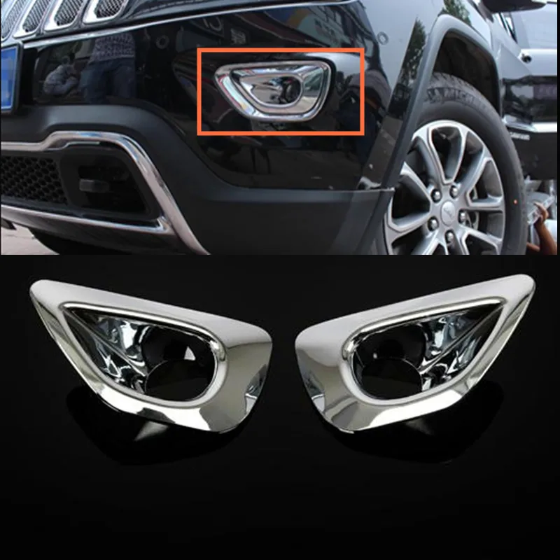 Car Styling Chrome Front Fog Light Covers Trim For Jeep Grand Cherokee 2011 2014 Fog Lamp Frame Car Styling Chrome Front Fog Light Covers Trim For Jeep Grand Cherokee 2011 2014 Fog Lamp Frame