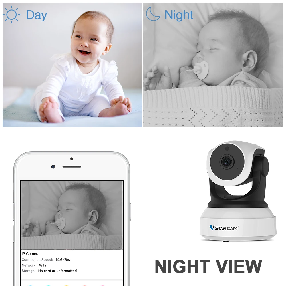  Vstarcam C7824WIP Baby Monitor wifi 2 vie audio smart camera con motion detection Security IP Macch