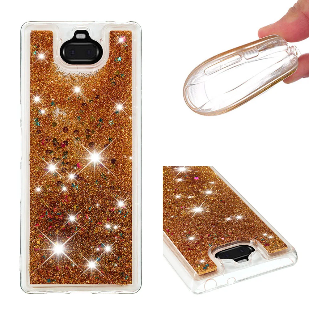 

Shining quicksand TPU anti-fall Love Heart phone case is suitable for SONY Xperia 10