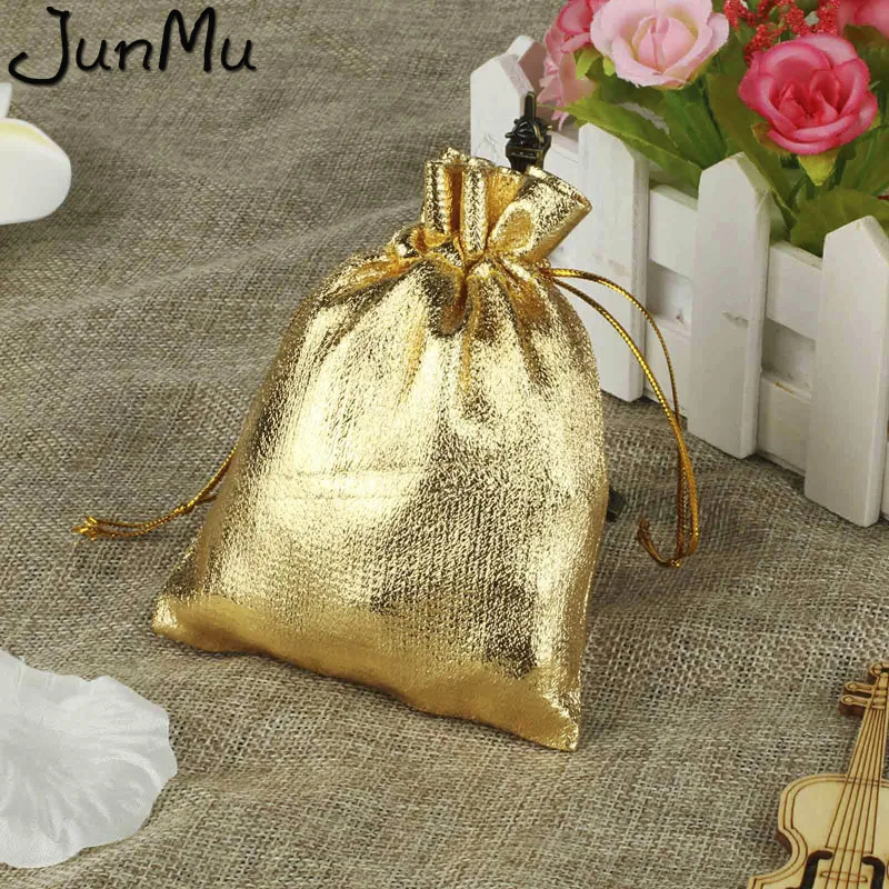 50 шт. 2 стиля серебро золотой металлик фольги ткани сумки из органзы Свадебные украшения подарки ремесло упаковка для конфет Рождество