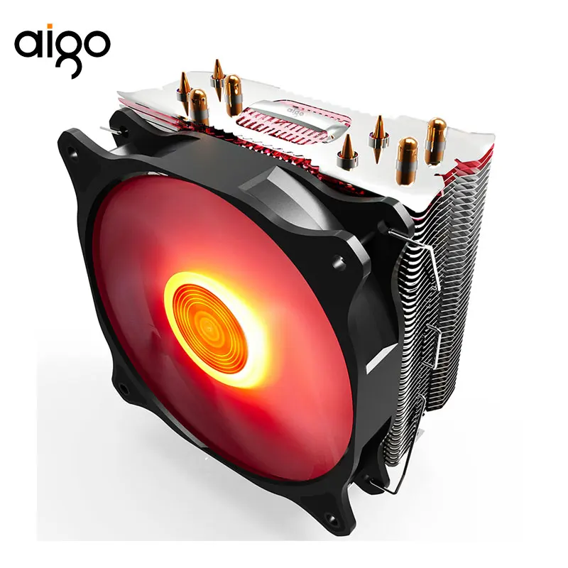 Aigo CPU Cooler PC Heatsink with 120 mm PWM Blue LED Fan for Intel /& AMD