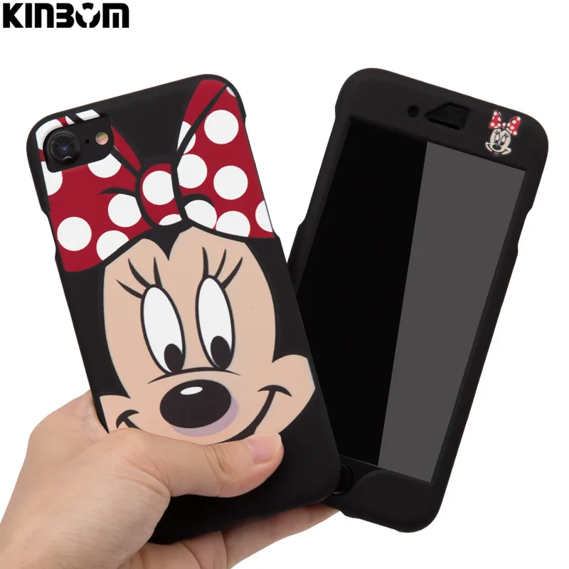 

KINBOM Cartoon Mobile Phone Case For IPhone 6 6s Plus Mickey Minnie Mouse 360 Full Cover Silicone Case For IPhone 7 8 plus Coque
