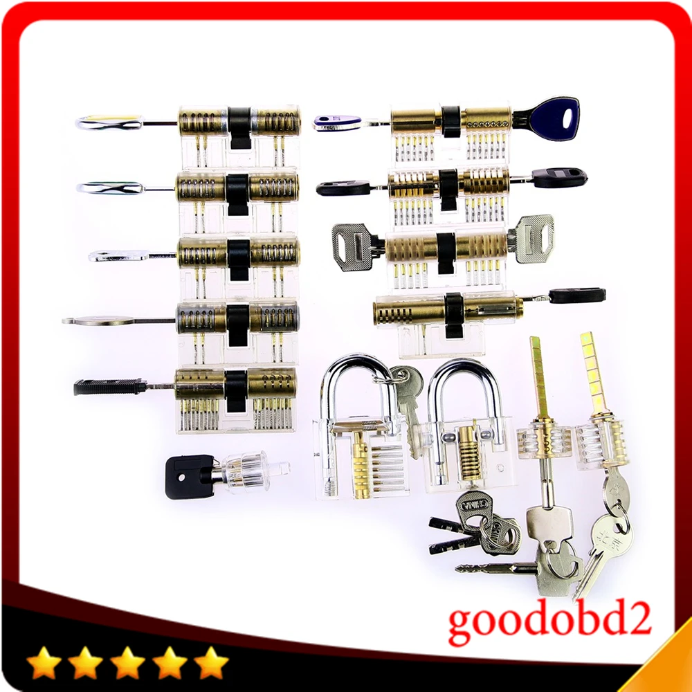 

14pcs/set Transparent Lock Combination Cutaway Practice Locks For Locksmith Training Super Lock Pick Tool Set High qaulity A