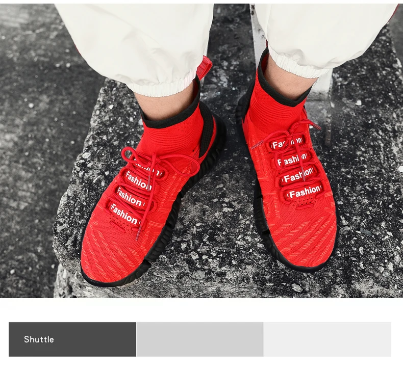 Тянущийся носок обувь мужская Fly кроссовки мужская обувь черный белый красный смешанные цвета для мужчин повседневная обувь плюс размер 46
