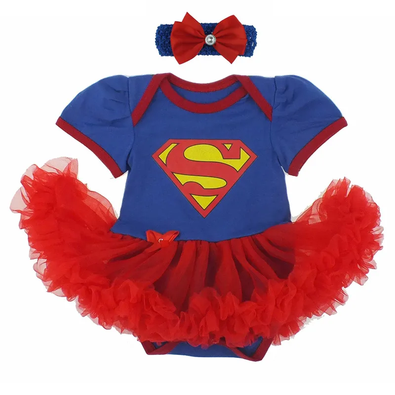 Prix 2018 Mode Chaude Barboteuse Robe pour Nouveau Né de Bébé Première De Noël Costumes Superman Batman Fête D anniversaire Robe Tutu Bebe Robe