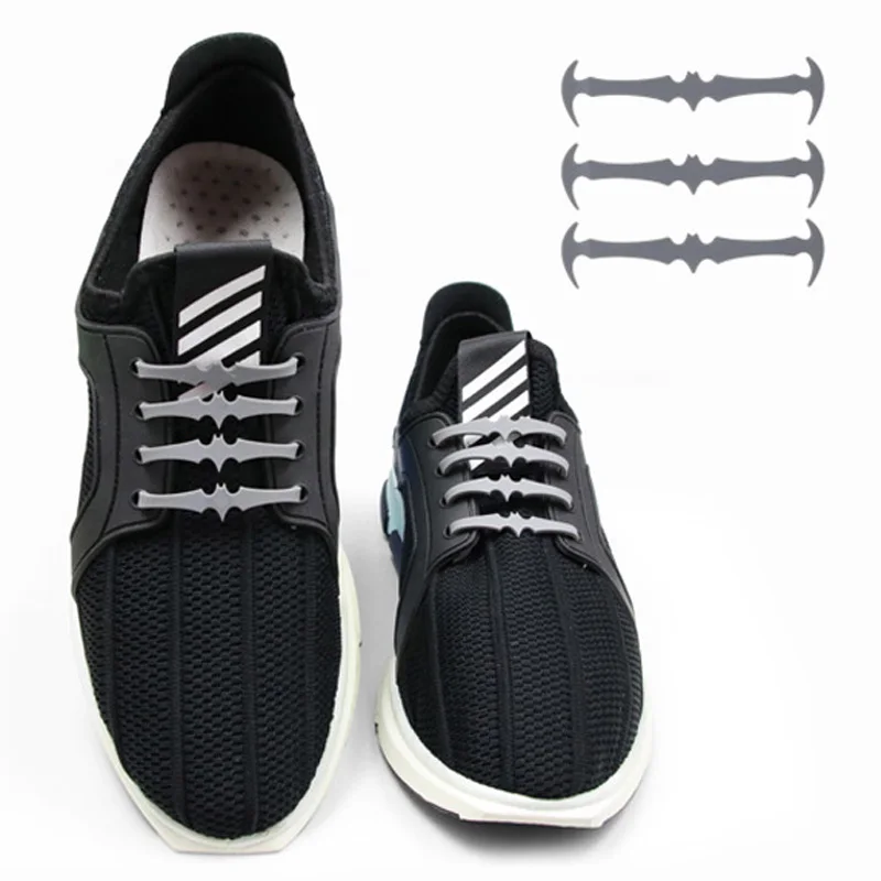 JUP 12 Sets 176 Roots Silicone lazy laces Cool Bats Laces Adult-free Elastic Laces Patented Product No Tie Shoelaces Rubber Slip