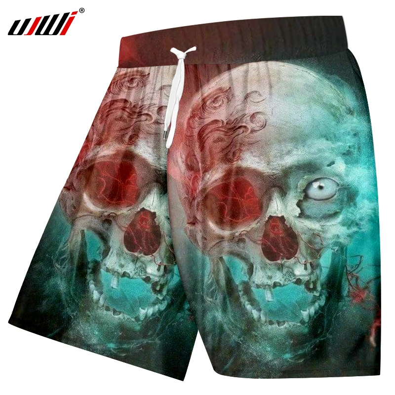 UJWI мужские шорты Casaull, летние модные шорты с 3d принтом в виде черепа, мужские шорты для бодибилдинга, фитнеса, боксеры и брюки, 5XL