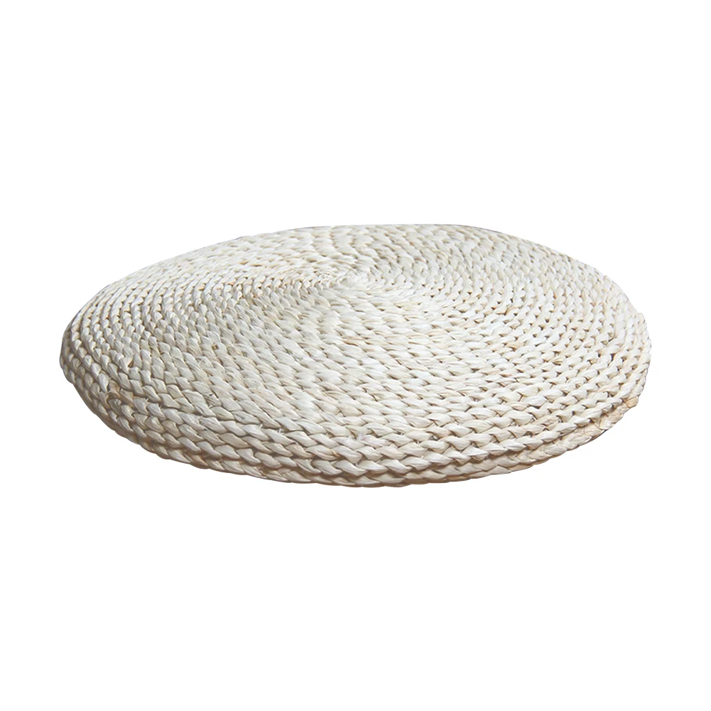 

Rustic Round Cushion Decorative Seat Pad Meditation Living Room Straw Knitting Practical Stuffed Pouffe Furniture Home Footrest