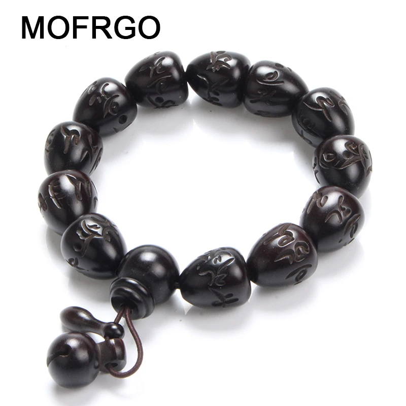 

MOFRGO Wooden Engraved Charm Beads Stretch Bracelets Buddhism Prayer OM Tibetan Buddha Bracelet For Women And Men Dropshipping