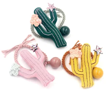 

15pcs Fashion Cute Cactus Hair Ties Pom Pom Glitter Star Plant Elastic Hair Bands Princess Headwear Boutique Hair Accessories