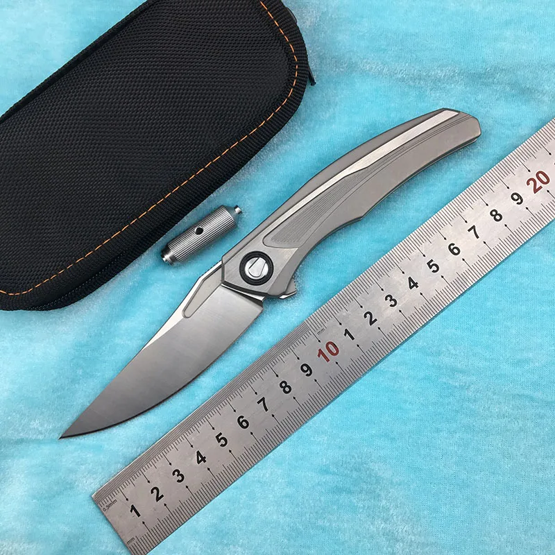 

LEMIFSHE Quantum Hatty F95 Flipper folding knife D2 blade ball bearing titanium alloy handle camping outdoor fruit knife EDC