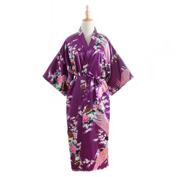 

Plus Size Bride Brideal Wedding Robe Dressing Gown Sexy Flower Nightgown Women Satin Sleepwear Kimono Bathrobe One Size HD10