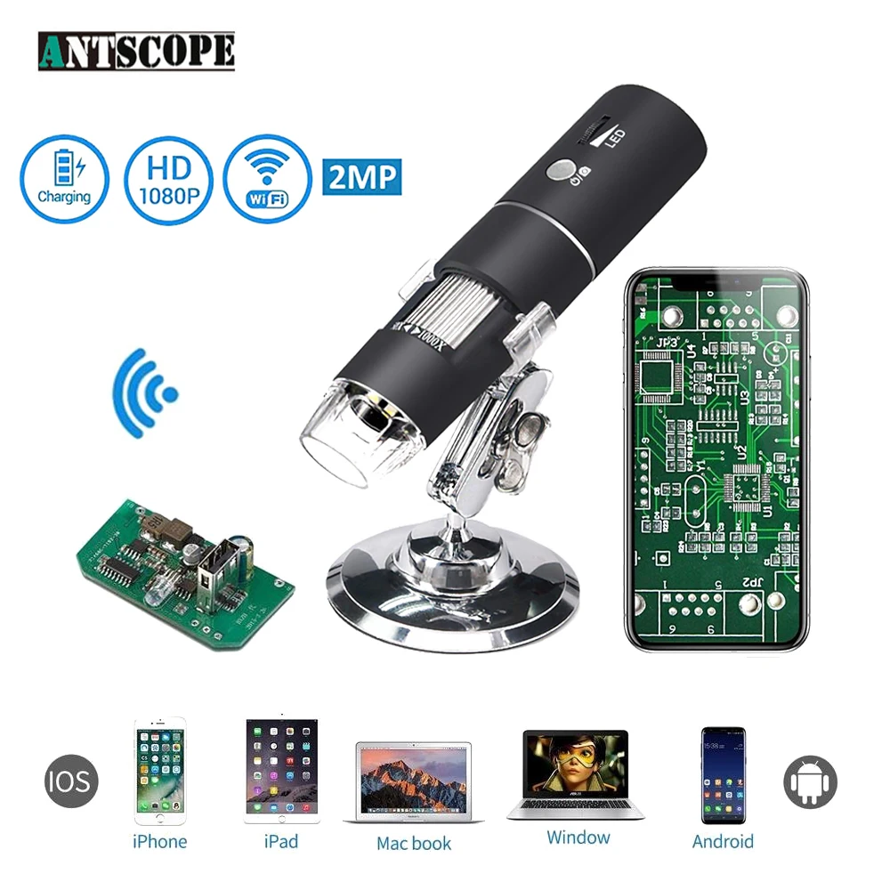 melhor 1080 p 8 1000X WiFi Microscópio Digital para Iphone Android Telefone Móvel LEVOU 3in1 crianças Microscópio Digital USB Endoscópio Zoom câmera
