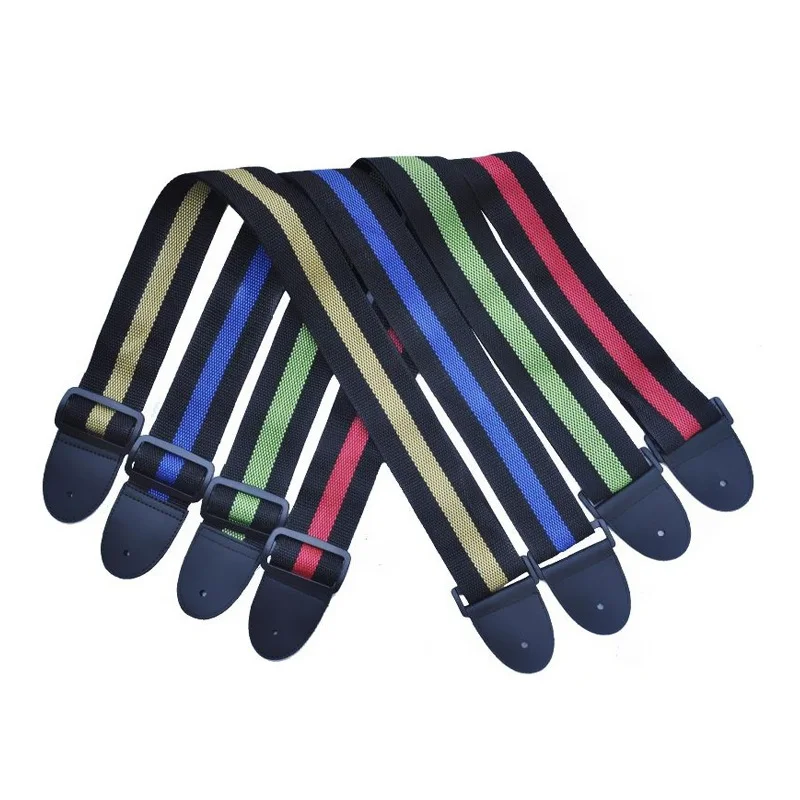 Adjustable Acoustic Electric Guitar Strap Ukulele Belt Nylon colors Leather Ends For Guitars