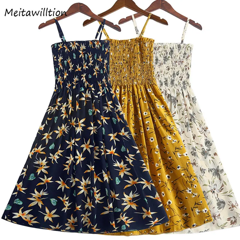 

4 Colors Summer Women Dress 2019 Vintage Sexy Bohemian Floral Tunic Beach Dress Sundress Mini Dress Ladies Summer Dresses