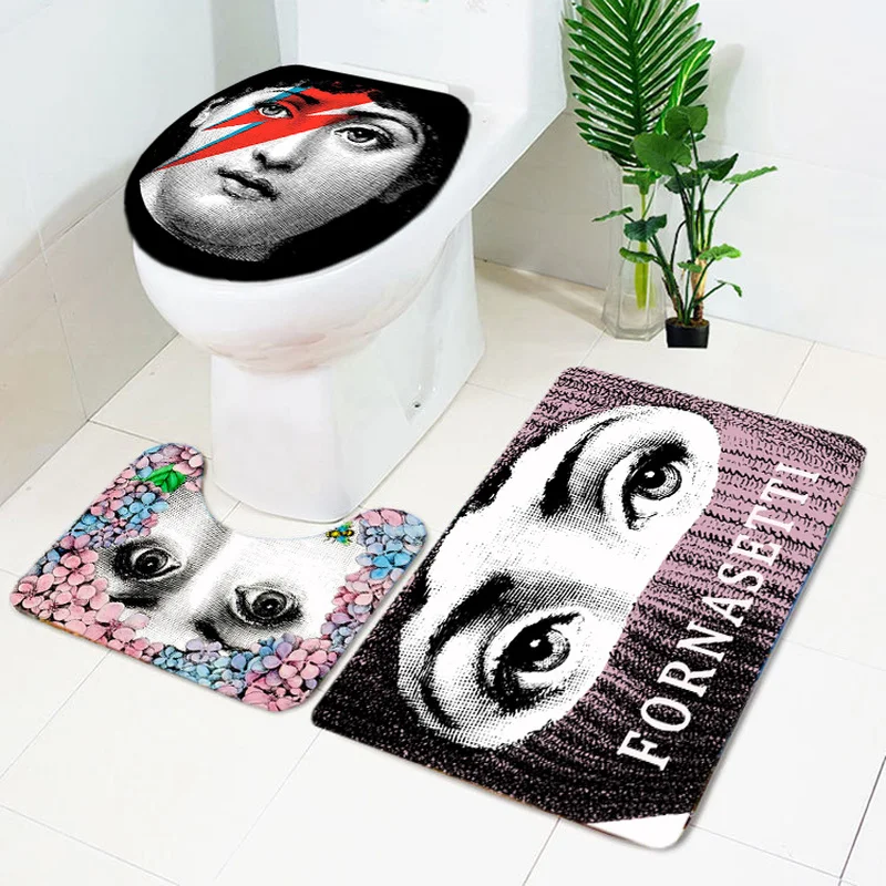 3 قطعة Fornasetti الحمام غير زلة التمثال البساط غطاء المرحاض غطاء طقم مشايات حمام يمتص الماء مضاد للبكتريا الإنسان الوجه طباعة الإبداعية المنزل ا... 3 قطعة Fornasetti الحمام غير زلة التمثال البساط غطاء المرحاض غطاء طقم مشايات حمام يمتص الماء مضاد للبكتريا الإنسان الوجه طباعة الإبداعية المنزل ا...