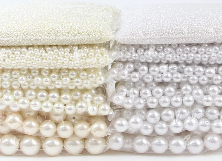 

4mm-20mm Holes Straight White Ivory Round Imitation Pearls Plastic Beads for Jewelry Accessories Beads Jewelry Making