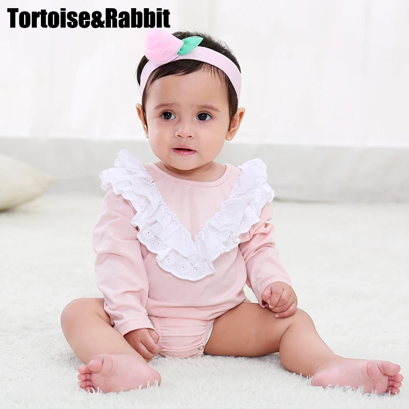 Spring Baby Girls Bodysuits Organic Cotton Newborn Infant Boutique