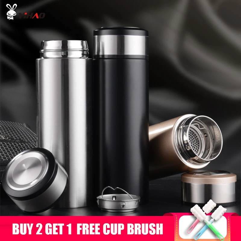 cheap YIHAO 400ML Business 304 Stainless Steel Vacuum Flasks Thermoses Cup Thermal Insulation Business Mug Portable Bottle Vacuum Cups